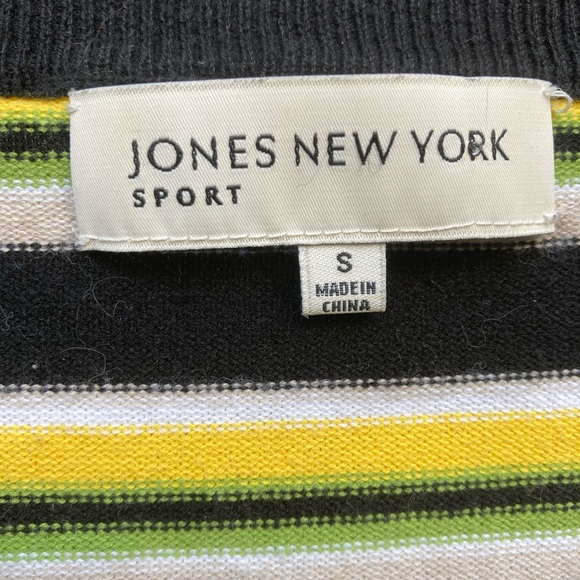 Jones New York Yellow Multi Color Striped Tapered Warm Knit Long Sleeve Shirt - Picture 9 of 10